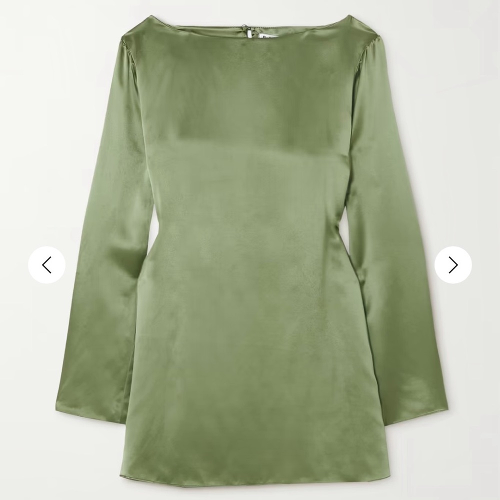 Reformation green silk dress